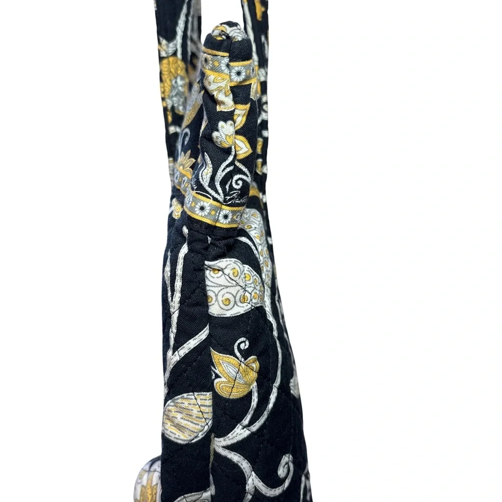 Vera Bradley Navy Floral Quilted Tote with Yellow & White Accents